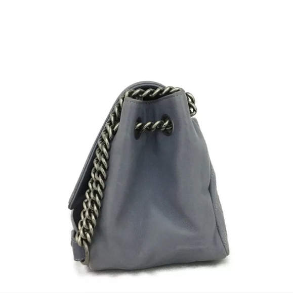 CHANEL Boy Gray Quilted Matelasse CC Logo Lambskin Chain Shoulder Bag - Picture 2 of 11